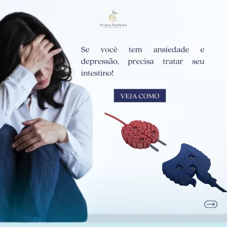 Mulher ansiosa ressaltando a relação entre saúde intestinal e saúde mental.